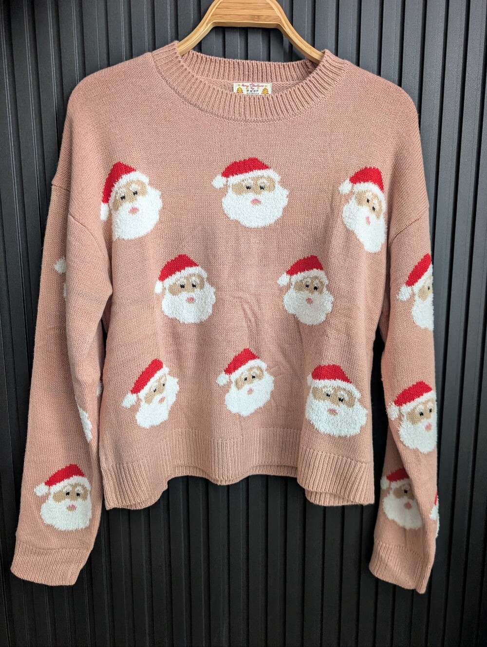 Poof Apparel Merry Christmas Santa Sweater Size L NWT